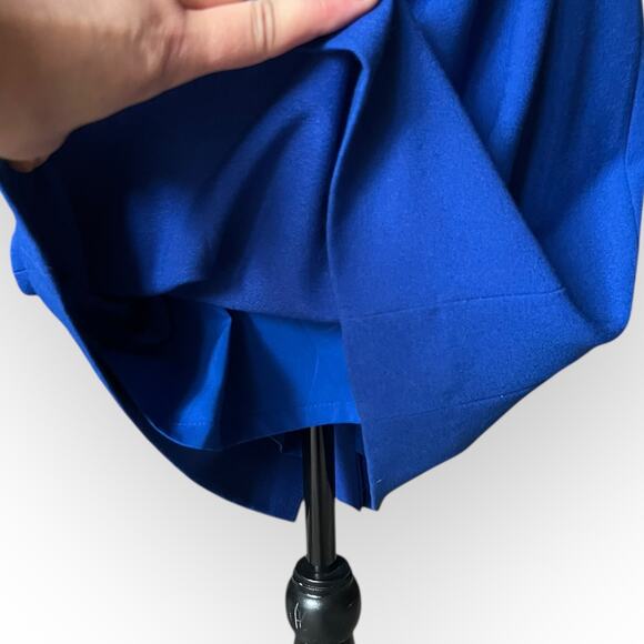 Tahari Women's Royal Blue Square Neck Rouched Sheath Cocktail Dress Size 6P - Picture 9 of 16